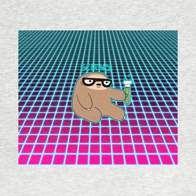 Science Sloth Vaporwave Grid Pattern by saradaboru